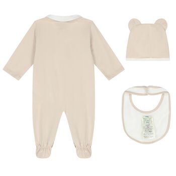 Beige Logo Babygrow Gift Set