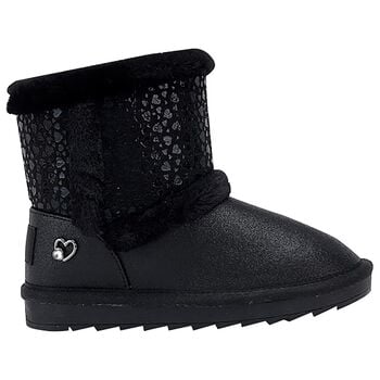Girls Black Faux Leather Boots