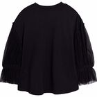 Girls Black Logo Top, 1, hi-res