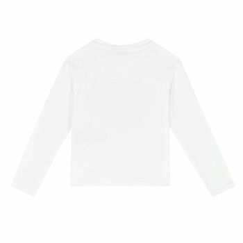 Girls White Printed Long Sleeve Top