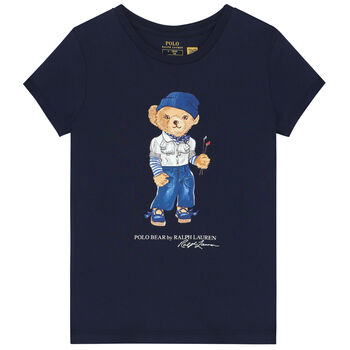 Girls Navy Blue Polo Bear T-Shirt