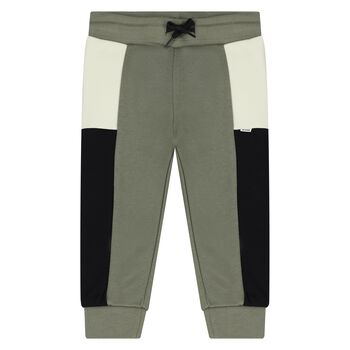 Younger Boys Grey, Navy Blue & White Joggers