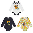Baby Boys White & Navy Blue Logo Bodysuits (3-Pack), 1, hi-res