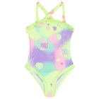 Girls Multi-Coloured Sea Shell Swimsuit, 1, hi-res