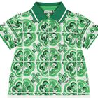 Baby Boys Green & White Majolica Romper, 1, hi-res