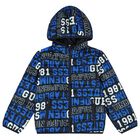Boys Navy Blue Logo Padded Puffer Jacket, 1, hi-res