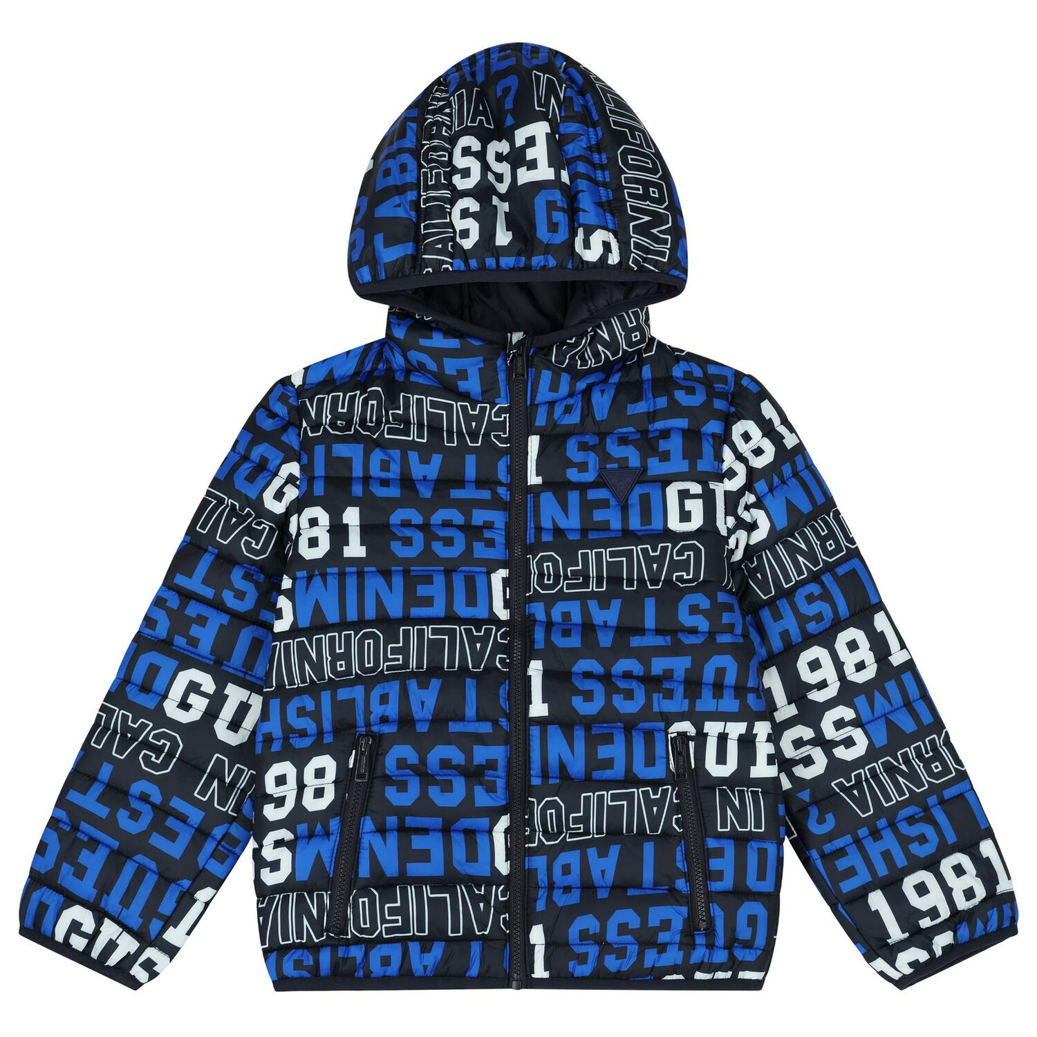 Boys Navy Blue Logo Padded Puffer Jacket, 1, hi-res image number null