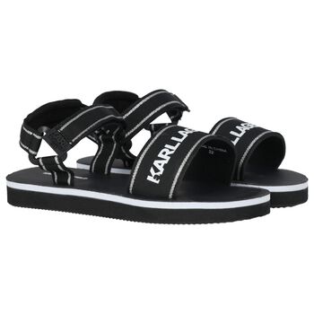 Girls Black & White Logo Sandals