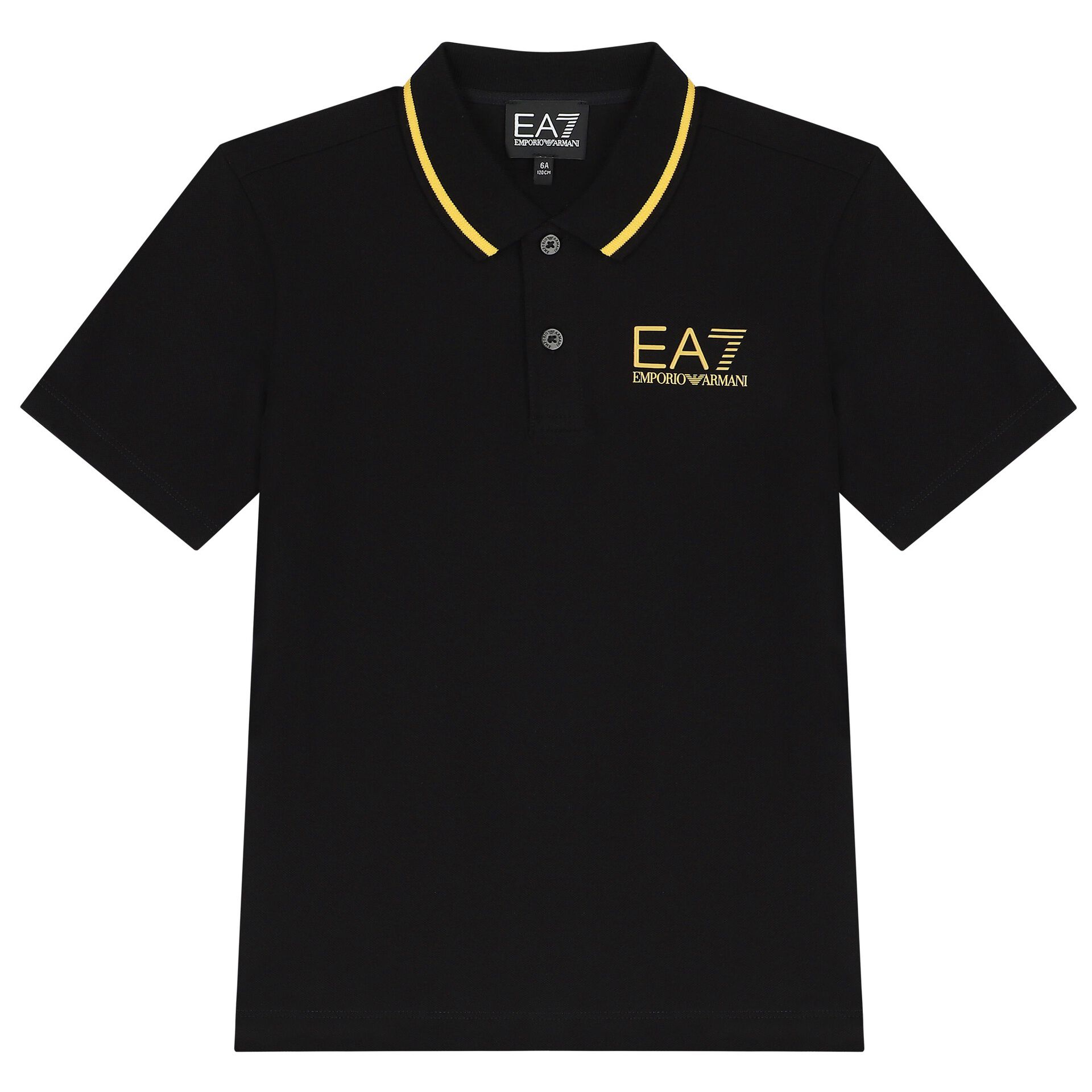 EA7 Emporio Armani Boys Black Logo Polo Shirt Junior Couture