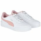 Girls White & Pink Logo Trainers, 1, hi-res