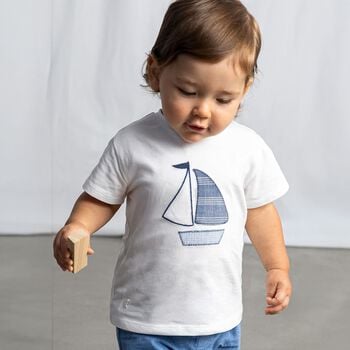 Younger Boys White Boat T-Shirt