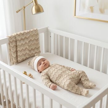 Beige & Brown Zig Zag Babygrow Gift Set