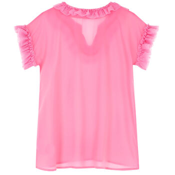 Girls Pink Chiffon Sequin Kaftan