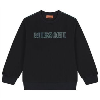 Boys Black Zig Zag Logo Sweatshirt