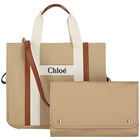 Beige Logo Baby Changing Bag, 1, hi-res