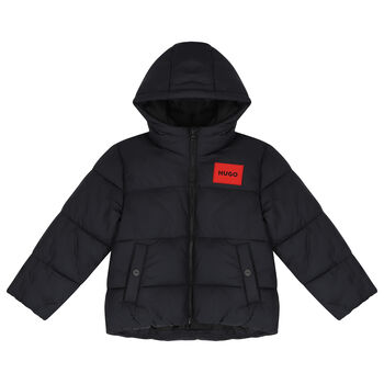 Boys Black Logo Puffer Jacket