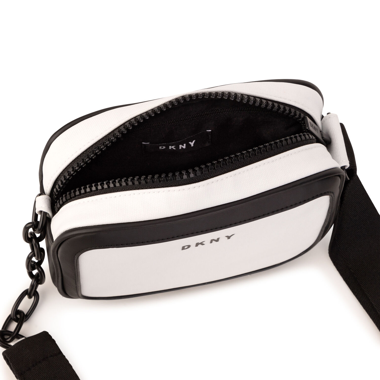Girls White & Black Logo Handbag, 2, hi-res