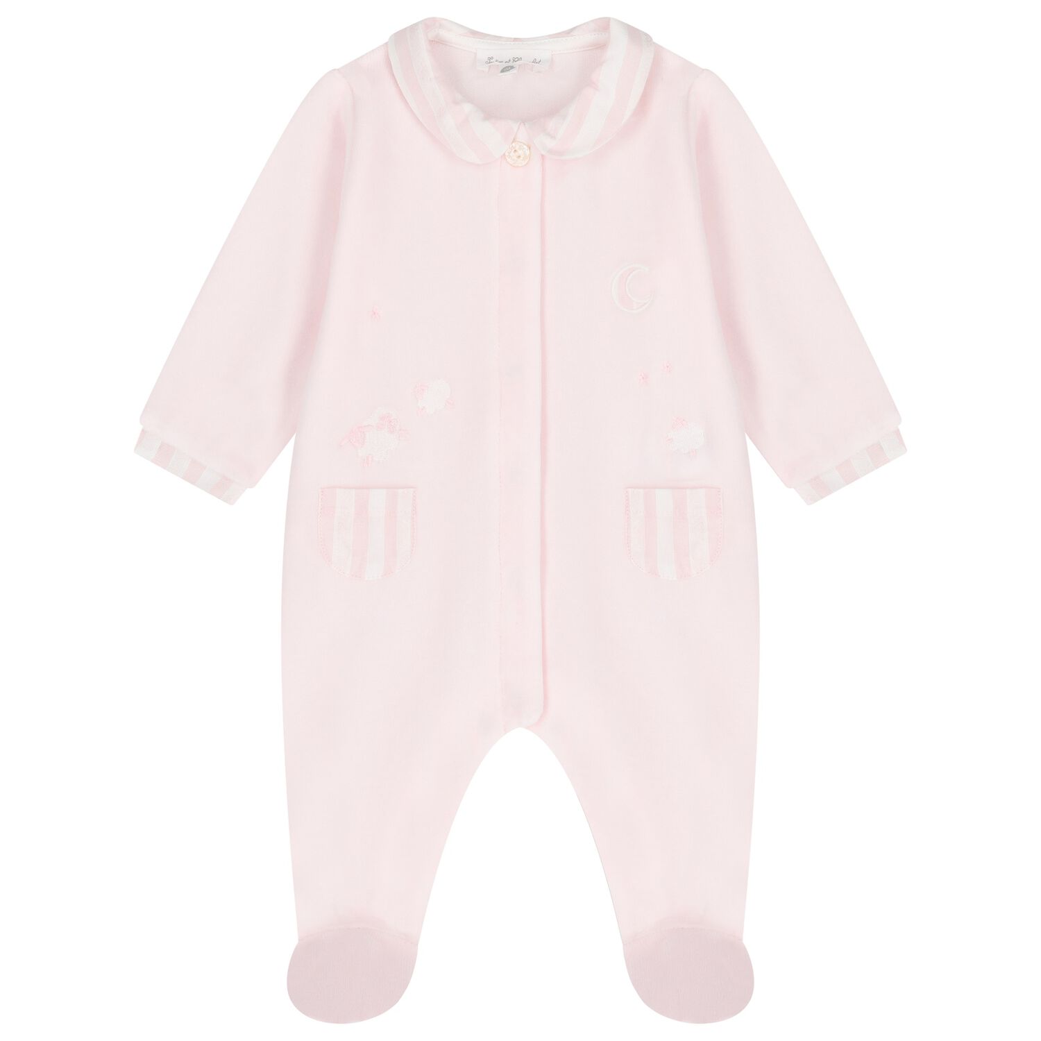 Baby Girls Pink Velour Sheep Babygrow, 2, hi-res
