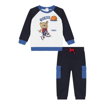 Baby Boys Navy Blue & White Teddy Bear Logo Tracksuit