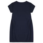 Girls Navy Blue Necklace Logo Dress, 1, hi-res