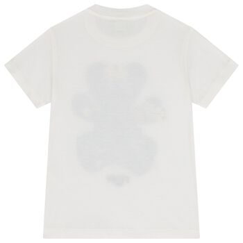 Boys White Teddy Bear Logo T-Shirt