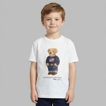 Boys White Polo Bear T-Shirt