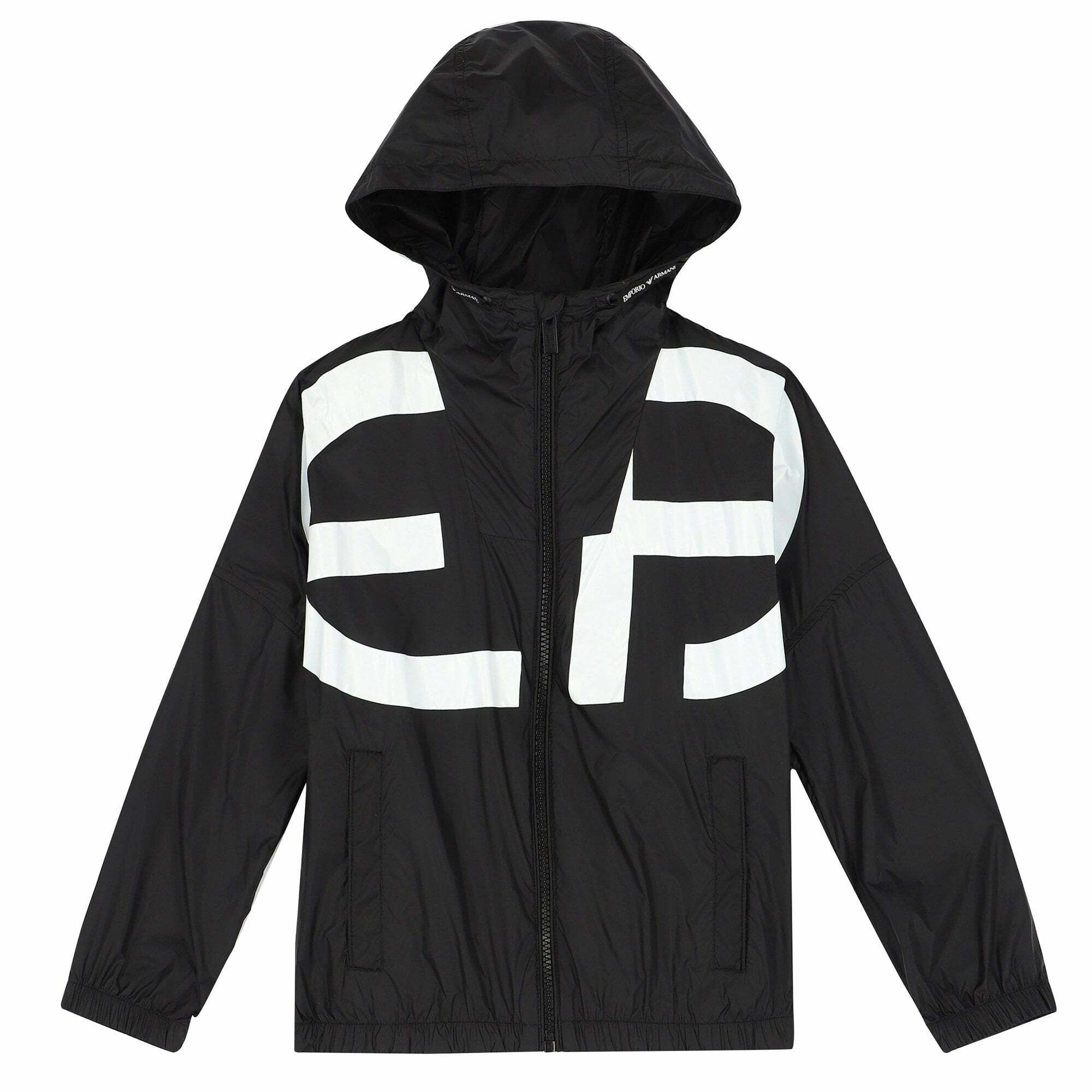 Emporio Armani Boys Black Logo Windcheater Jacket Junior Couture