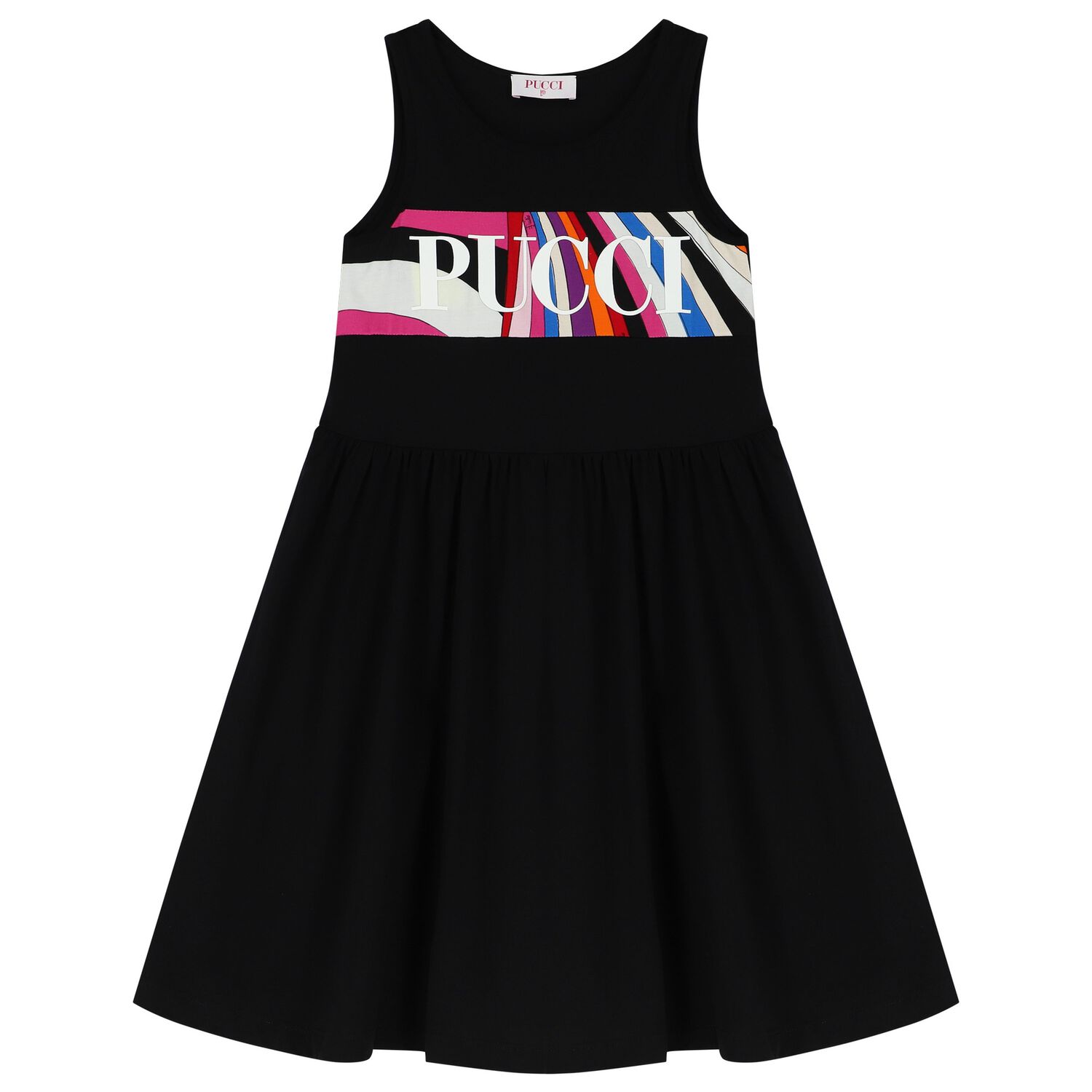 Girls Black Logo Sleeveless Dress, 1, hi-res