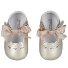 Baby Girls Gold Bow Pre Walker Shoes, 4, hi-res