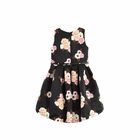 Girls Black Floral Print Dress, 1, hi-res