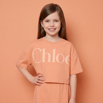 Girls Mini Me Orange Logo T-Shirt