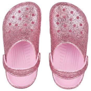 Girls Pink Glitter Classic Clogs Sandals 