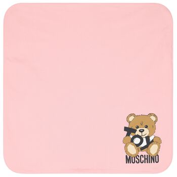 Baby Girls Pink Teddy Bear Logo Blanket