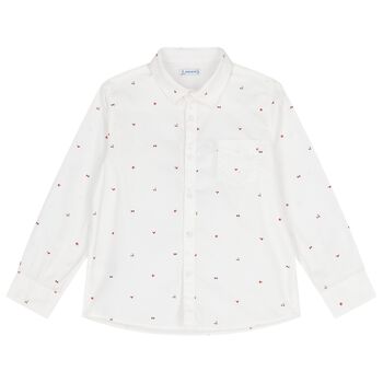 Boys White Long Sleeve Shirt