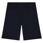 Boys Navy Blue Logo Shorts, 1, hi-res