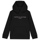 Boys Black Logo Hooded Top, 1, hi-res