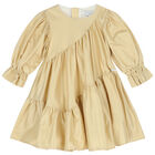 Girls Gold Tiered Dress, 1, hi-res