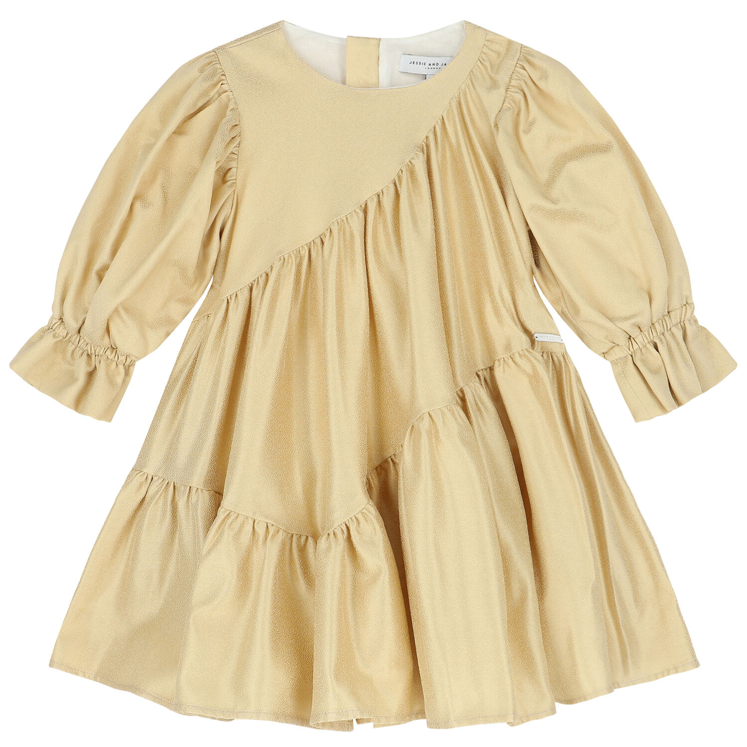 Girls Gold Tiered Dress, 1, hi-res image number null