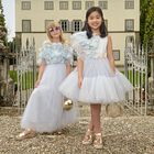Girls Blue Tulle Flower Dress, 1, hi-res