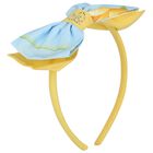 Girls Yellow & Blue Logo Bow Headband, 1, hi-res