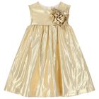 Girls Gold Flower Dress, 1, hi-res