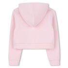 Girls Pink Logo Hooded Zip Up Top, 1, hi-res