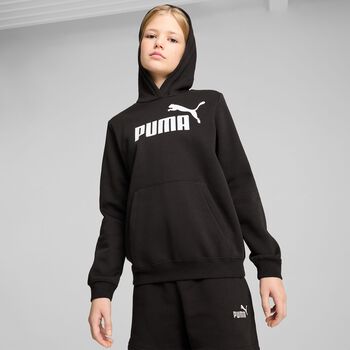 Girls Black Logo Hooded Top