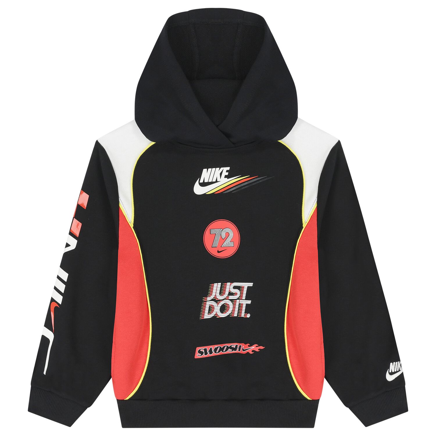 Boys Black & Red Logo Hooded Top, 2, hi-res