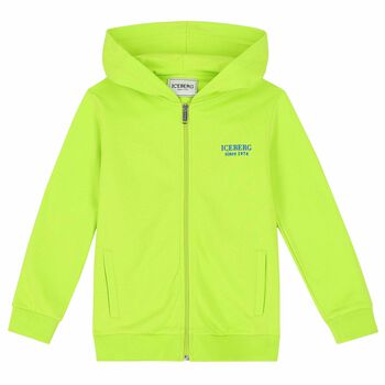 Boys Neon Green Logo Zip Up Top 