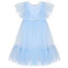 Girls Blue Ruffled Tulle Dress, 1, hi-res