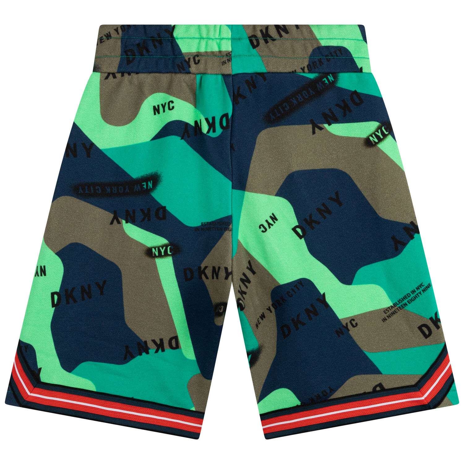 Boys Blue & Green Logo Shorts, 1, hi-res