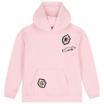 Girls Pink Jewel Hooded Top