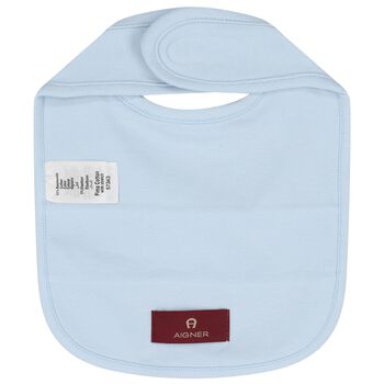 Baby Boys Blue & White Logo Bib