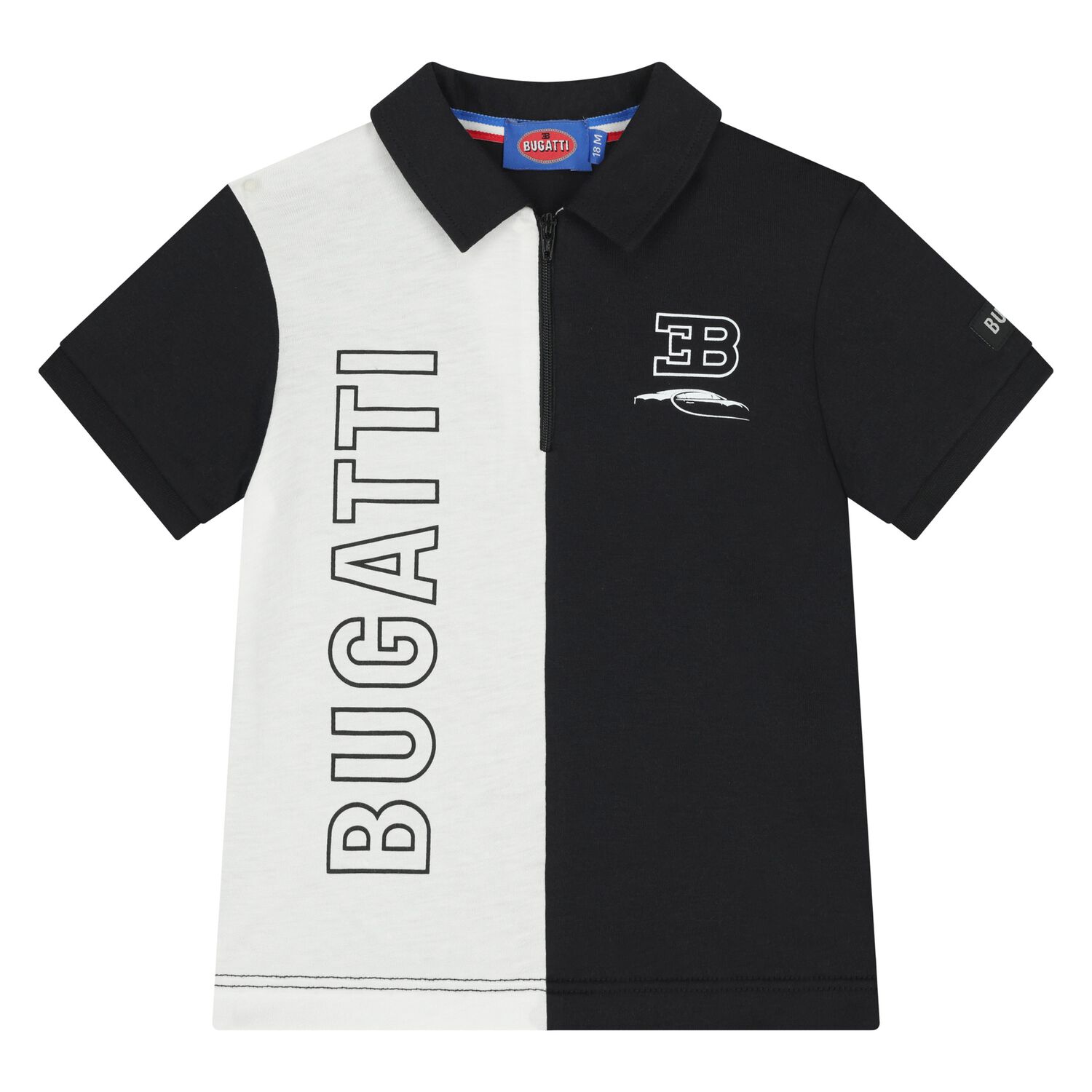 Younger Boys White & Black Logo Polo Shirt, 1, hi-res